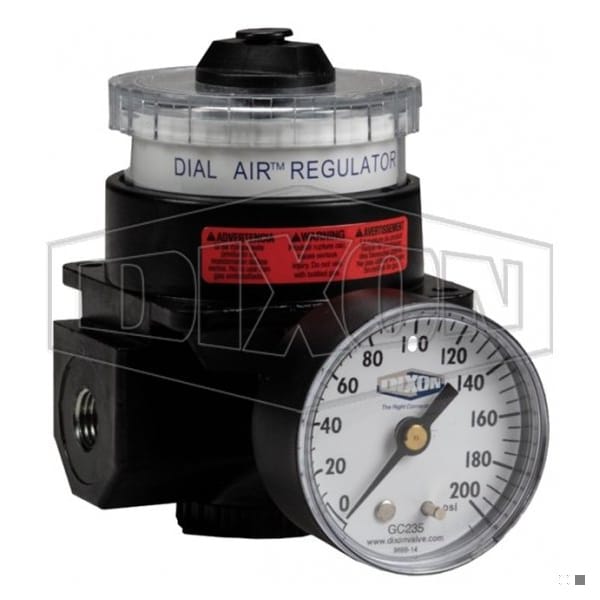 Wilkerson by Dial Air Regulator with GC230 Gauge, 117 SCFM Flow Rate, 0 to 160 psig Adjustable Press